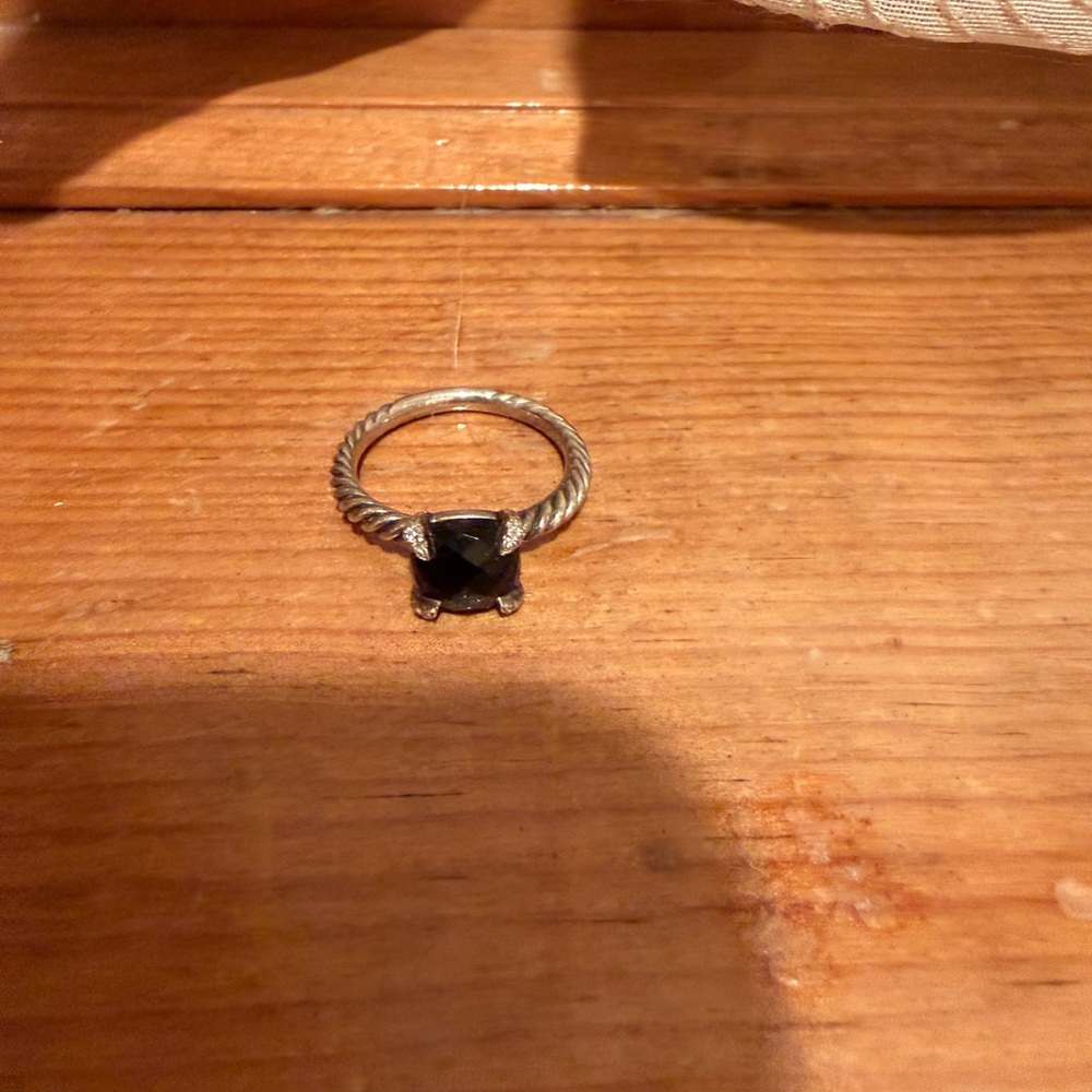 David Yurman Black Stone Twisted Band Ring